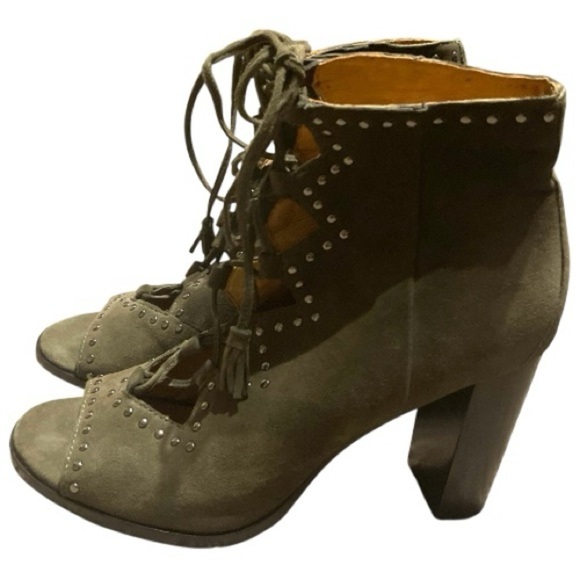 Frye suede Women's Olive Lace-Up Heeled BootiesSize 8 - Picture 12 of 12